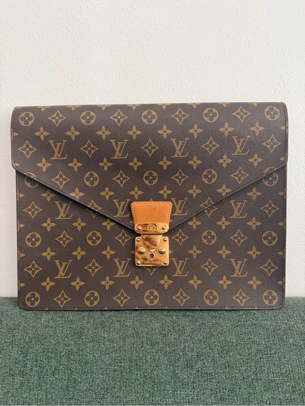 Louis Vuitton Monogram Canvas Envelope Briefcase in Brown and Tan